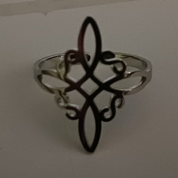 Silver Stainless Steel Witch Celtic Viking Cross Knot Adjustable Open Ring NWOT - Picture 13 of 15